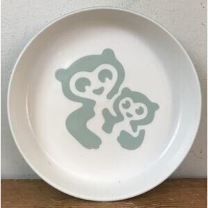 Stokke Green White Infant Baby Mama Bear Rimmed Food Bowl Plate 6.5“